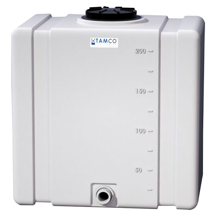 200 Gallon Natural Tamco® Bulk Utility Tank with 12-1/2" Plain Lid & 2" FNPT Bulkhead Fitting - 42-1/2" L x 30-1/2" W x 45-1/4" Hgt.