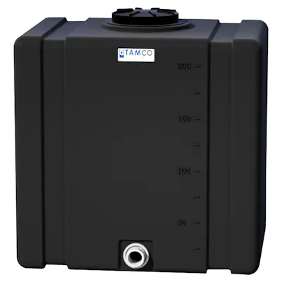 200 Gallon Black Tamco® Bulk Utility Tank with 12-1/2" Lid & 2" FNPT Bulkhead Fitting - 42-1/2" L x 30-1/2" W x 45-1/4" Hgt.