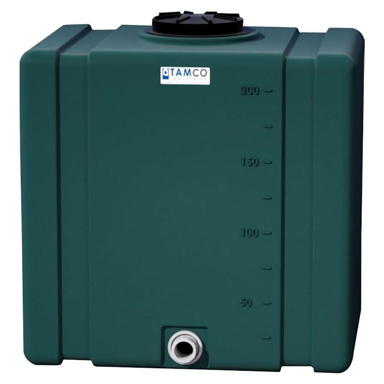 200 Gallon Forest Green Tamco® Bulk Utility Tank with 12-1/2" Plain Lid & 2" FNPT Bulkhead Fitting - 42-1/2" L x 30-1/2" W x 45-1/4" Hgt.