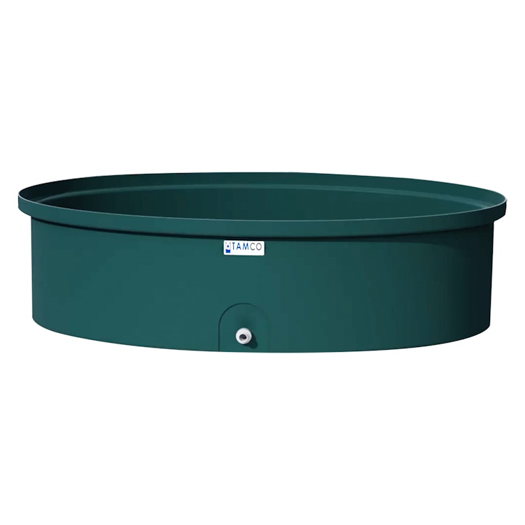 50 Gallon Forest Green Oval Tamco® Containment Tank with 3/4" Side Drain - 50-1/2" L x 32-1/2" W x 13-1/4" Hgt.