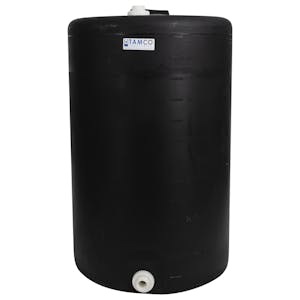 135 Gallon Tamco® Black Water Storage Tank with 8" Lid & (2) 1" Fittings - 24" Dia. x 76" Hgt.