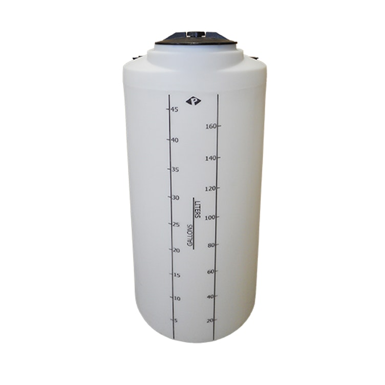50 Gallon Natural MDLPE ProChem® Potable Water Tank (1.0 Specific Gravity) with Bottom Port & 8" Lid - 19-1/2" Dia. x 47-1/4" Hgt.