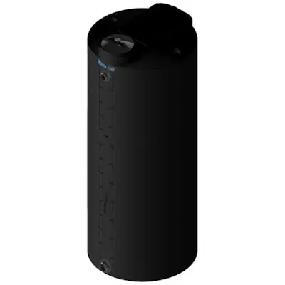 300 Gallon Black MDLPE ProChem® Potable Water Tank (1.0 Specific Gravity) with Top & Bottom Port & 8" Lid - 34" Dia. x 85" Hgt.