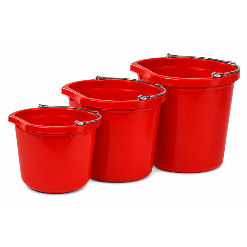 8 Quart, 14 Quart & 20 Quart Red Flat Back Buckets - Pack of 3