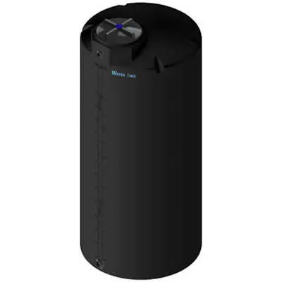 750 Gallon Black MDLPE ProChem® Potable Water Tank (1.0 Specific Gravity) with Top & Bottom Port & 16" Lid - 48" Dia. x 112" Hgt.