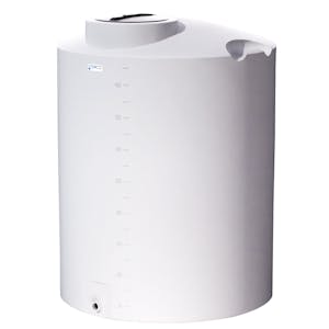 425 Gallon Tamco® Vertical Natural PE Tank with 16" Lid & 2" Fitting - 48" Dia. x 66" Hgt.