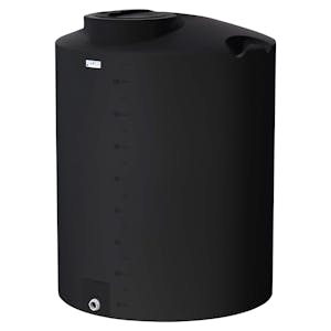 425 Gallon Tamco® Vertical Black PE Tank with 16" Vented Lid & 2" Fitting - 48" Dia. x 66" Hgt.