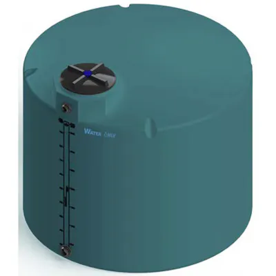 1000 Gallon Green MDLPE ProChem® Potable Water Tank (1.0 Specific Gravity) with Top & Bottom Port & 16" Lid - 73" Dia. x 68" Hgt.