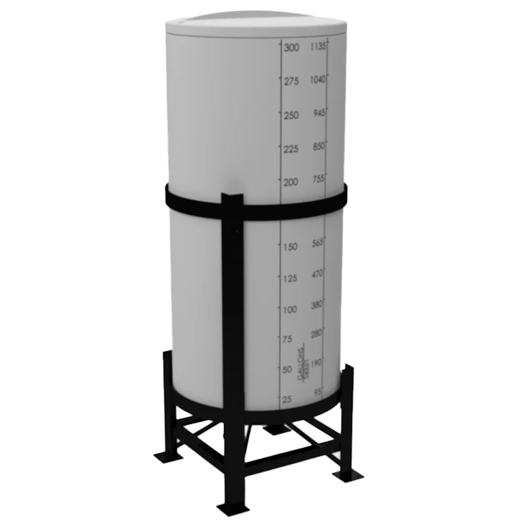 300 Gallon ProChem® Tan XLPE 22.5° Cone Bottom Tank (1.9 Specific Gravity) with Shoebox Cover - 35" Dia. x 83" Hgt.