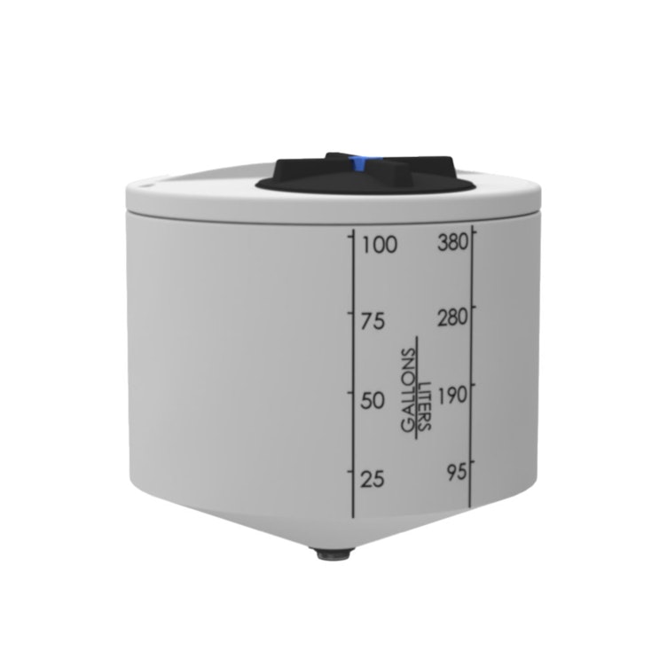 100 Gallon ProChem® Natural MDPE 22.5° Cone Bottom Tank (1.5 Specific Gravity) with 16" Twist Lid - 35" Dia. x 34" Hgt.
