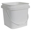 2 Gallon White Polypropylene Square Buckets with Plastic Handle (Lid sold separately)