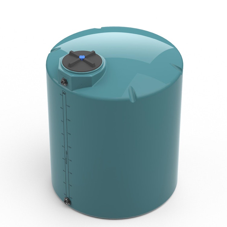 1000 Gallon Green MDLPE ProChem® Potable Water Tank (1.0 Specific Gravity) with Top & Bottom Port & 16" Lid - 64" Dia. x 82" Hgt.