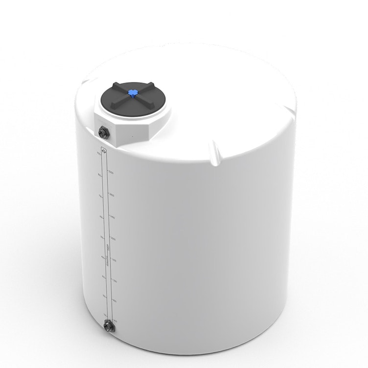 1000 Gallon Natural MDLPE ProChem® Potable Water Tank (1.5 Specific Gravity) with Top & Bottom Port & 16" Lid - 64" Dia. x 82" Hgt.