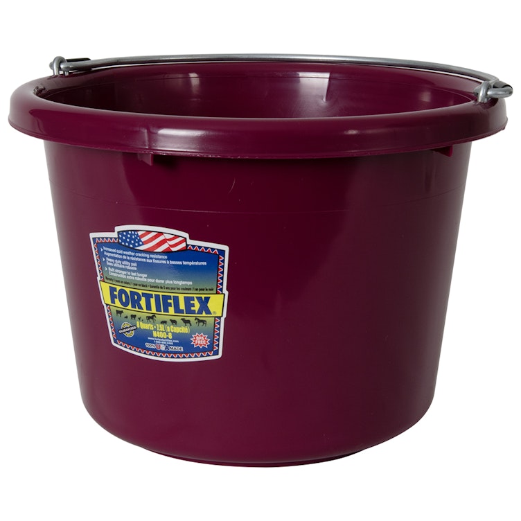 8 Quart Burgundy Molded Rubber-Polyethylene Pail