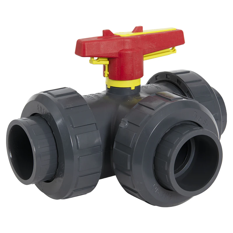 2" PVC L-Port 3-Way Valve with Socket Ends