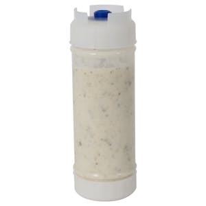20 oz. Natural Polyethylene EZ-KLEEN® Round Sauce Bottle with Blue High Viscosity Valve