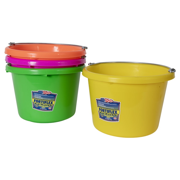 8 Quart Neon Molded Rubber-Polyethylene Pails - Pack of 4 (Yellow, Tangerine, Hot Pink & Mango Green)