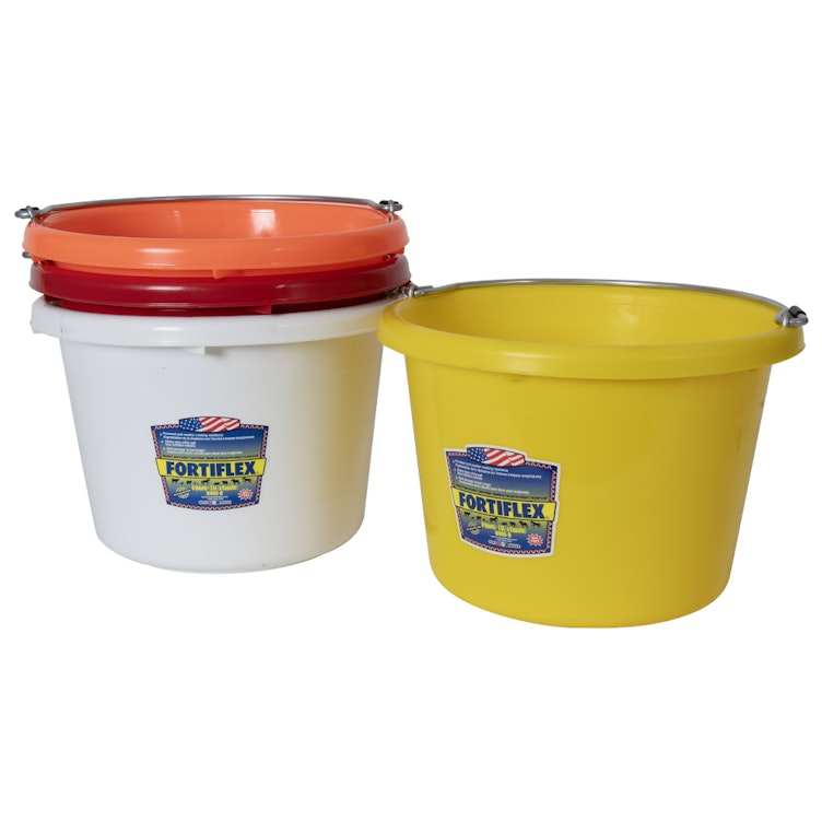 8 Quart Bright Molded Rubber-Polyethylene Pails - Pack of 4 (Yellow, Tangerine, Red & White)