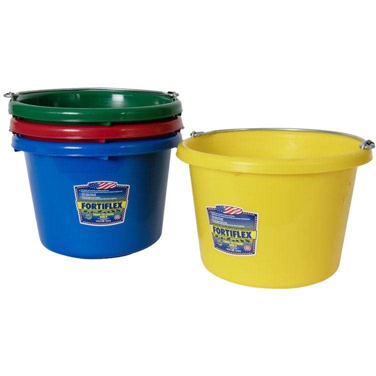 8 Quart Primary Molded Rubber-Polyethylene Pails - Pack of 4 (Yellow, Green, Red & Blue)