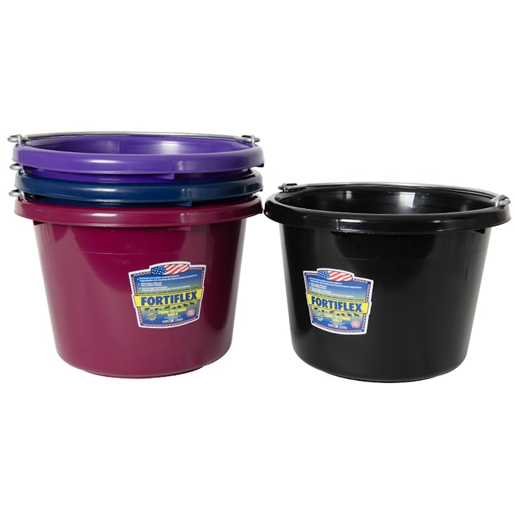 8 Quart Dark Molded Rubber-Polyethylene Pails - Pack of 4 (Black, Dark Purple, Navy Blue & Burgundy)