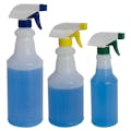 32 oz. Natural HDPE Spray Bottle with 28/400 Color-Coded Food-Grade Blue & White Polypropylene Sprayer