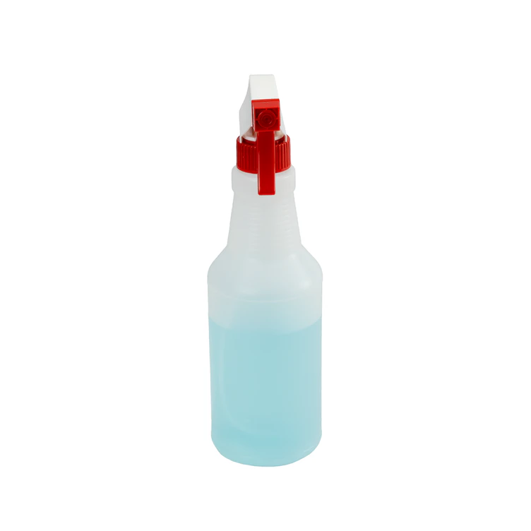 16 oz. Natural HDPE Spray Bottle with 28/400 Color-Coded Food-Grade Red & White Polypropylene Sprayer