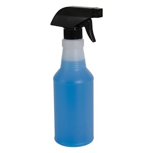 16 oz. Natural HDPE Spray Bottle with 28/400 Color-Coded Food-Grade Black & White Polypropylene Sprayer