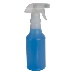 16 oz. Natural HDPE Spray Bottle with 28/400 Color-Coded Food-Grade Natural Polypropylene Sprayer