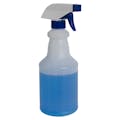 24 oz. Natural HDPE Spray Bottle with 28/400 Color-Coded Food-Grade Blue & White Polypropylene Sprayer