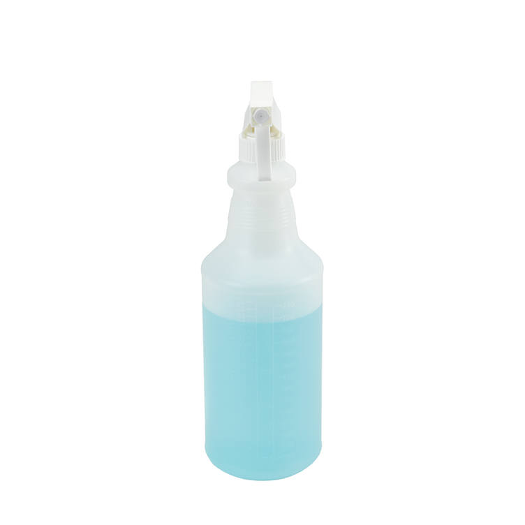 32 oz. Natural HDPE Spray Bottle with 28/400 Color-Coded Food-Grade White Polypropylene Sprayer