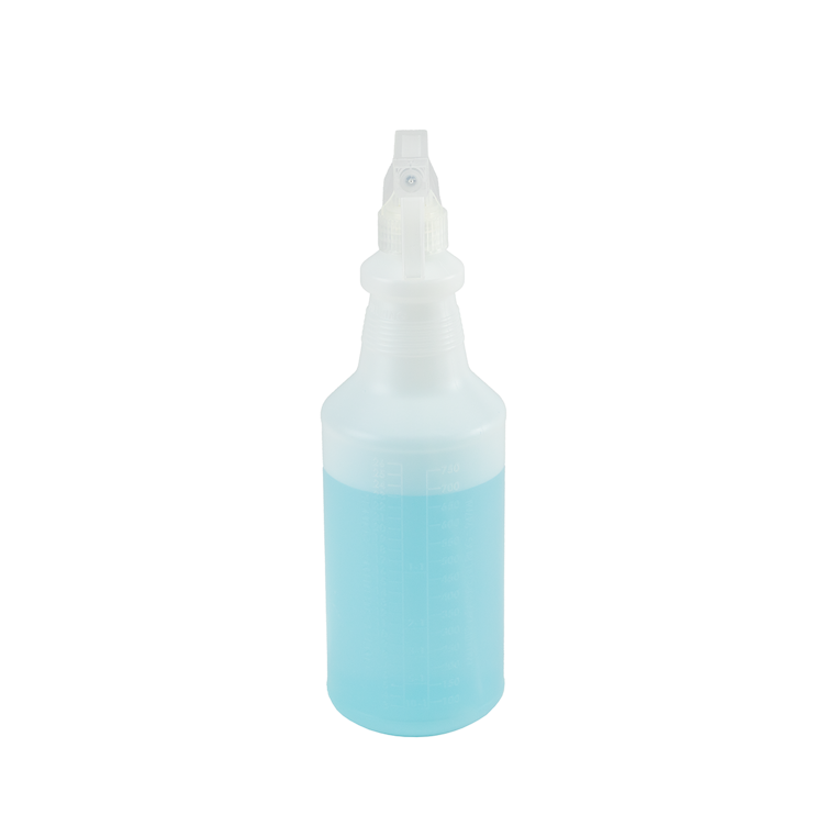 32 oz. Natural HDPE Spray Bottle with 28/400 Color-Coded Food-Grade Natural Polypropylene Sprayer