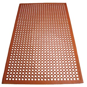 5' L x 3' W Red Rubber Beveled-Edge Grease-Resistant Anti-Fatigue Kitchen Mat