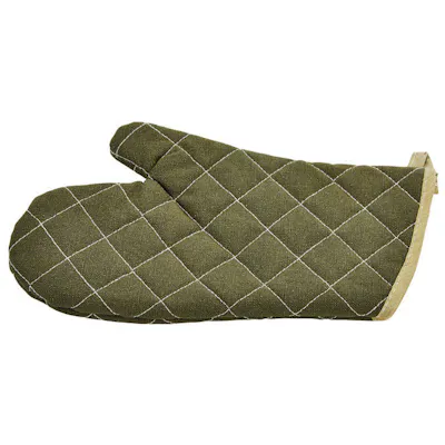13" L Green Cotton Flame-Retardant Oven Mitt