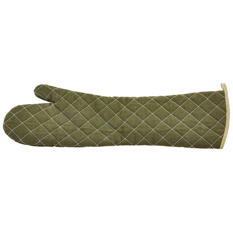 24" L Green Cotton Flame-Retardant Oven Mitt