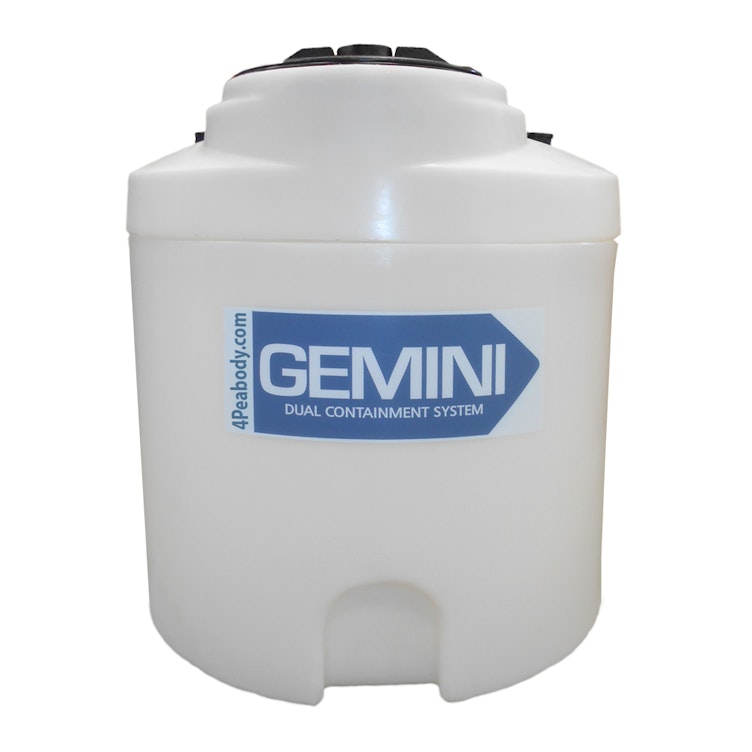 Gemini® 20 Gallon Tan XLPE Dual Containment Tank (1.9 Specific Gravity) with Domed Top & 8" Twist Lid - 22" Dia. x 26-3/4" Hgt.