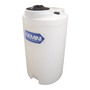Gemini® 40 Gallon Tan XLPE Dual Containment Tank (1.9 Specific Gravity) with Domed Top & 8" Twist Lid - 22" Dia. x 42-1/2" Hgt.
