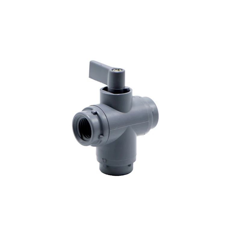 3/8" OD Push-to-Connect Series 326 3-Way PVC Ball Valve with Buna-N Seals