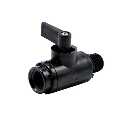 1/8" FNPT x 1/8" MNPT Black Nylon Series 226 Two-Way Ball Valve with Buna-N Seals