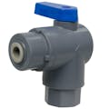 1/4" FNPT x 3/8" OD Tube J. Guest Series 657 Right Angle PVC Ball Valve with Buna-N Seal