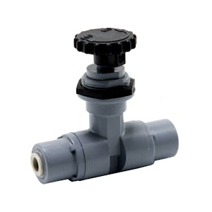 1/4" OD Push-to-Connect x 1/4" OD Push-to-Connect Series 586 PVC Needle Valve with PTFE Seal
