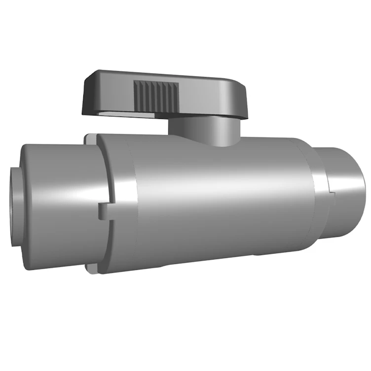 3/8" OD Push-To-Connect x 3/8" OD Push-To-Connect Black Polypropylene Series 638 Straight Two-Way Ball Valve with FKM Seal