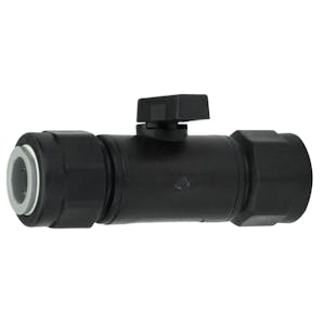 1/2" OD Tube John Guest x 1/2" OD Tube Comp. John Guest Series 638 Straight Polypropylene Ball Valve with FKM Seal