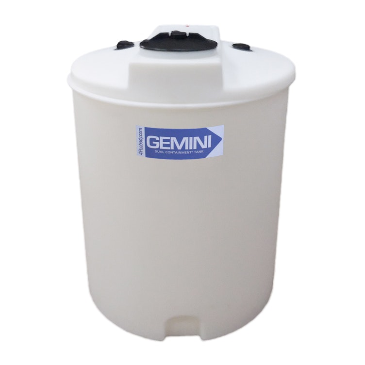 Gemini® 120 Gallon Tan XLPE Dual Containment Tank (1.9 Specific Gravity) with Domed Top & 8" Twist Lid - 33" Dia. x 47" Hgt.