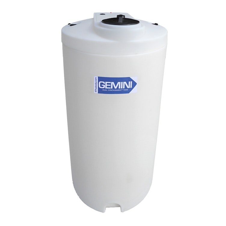 Gemini® 160 Gallon Tan XLPE Dual Containment Tank (1.9 Specific Gravity) with Domed Top & 8" Twist Lid - 34" Dia. x 68" Hgt.