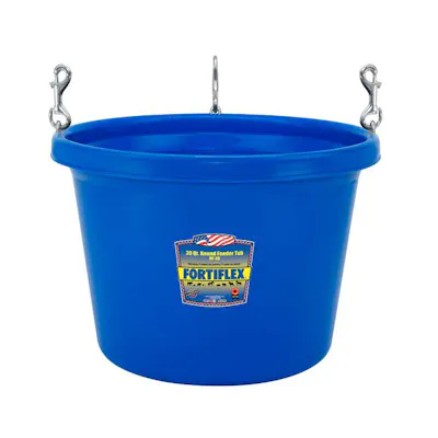 30 Quart Blue Round Hanging Feeder Tub