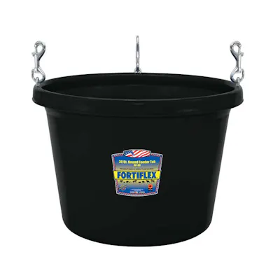 30 Quart Black Round Hanging Feeder Tub