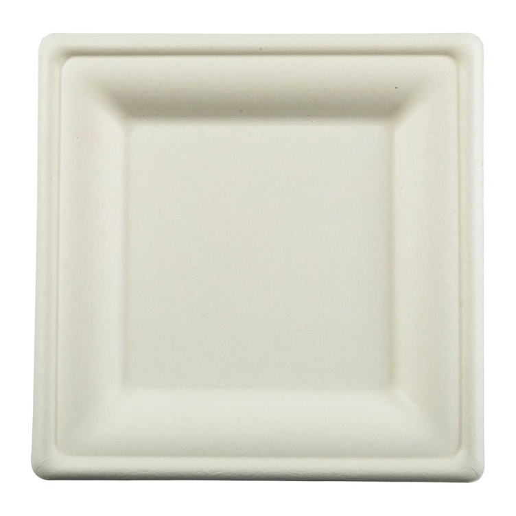 10" Square Natural Fiber Compostable Plate - Case of 250