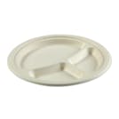 9" Round Natural Fiber Compostable Plate with 3 Compartments - Case of 500