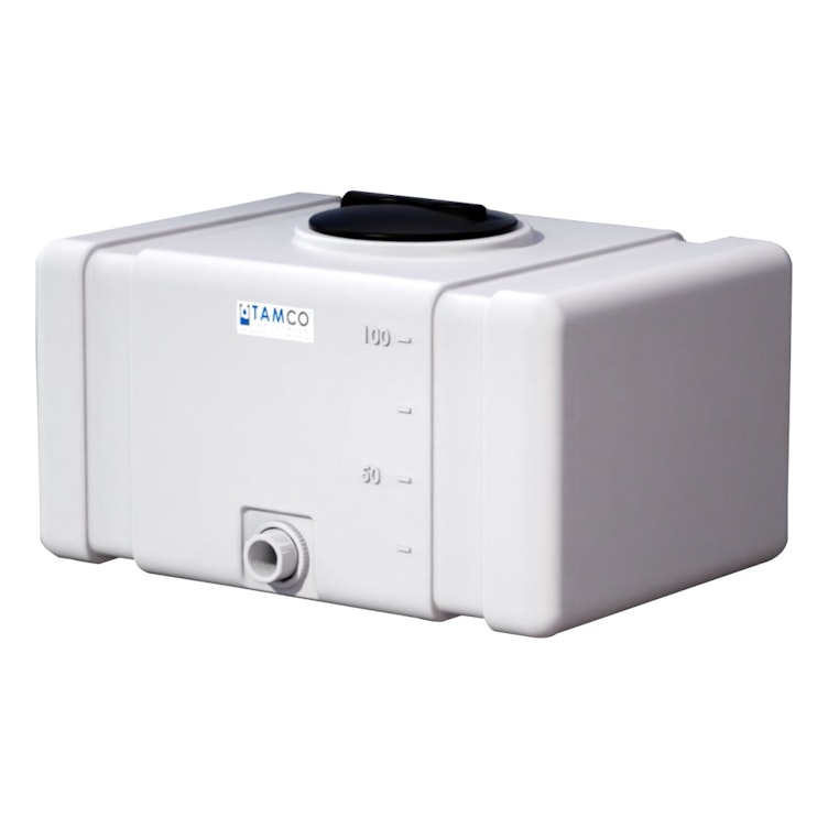 100 Gallon Natural Tamco® Bulk Utility Tank with 12" Gasketed Lid & 2" FNPT Bulkhead Fitting - 42-1/2" L x 30-1/2" W x 26-1/4" Hgt.