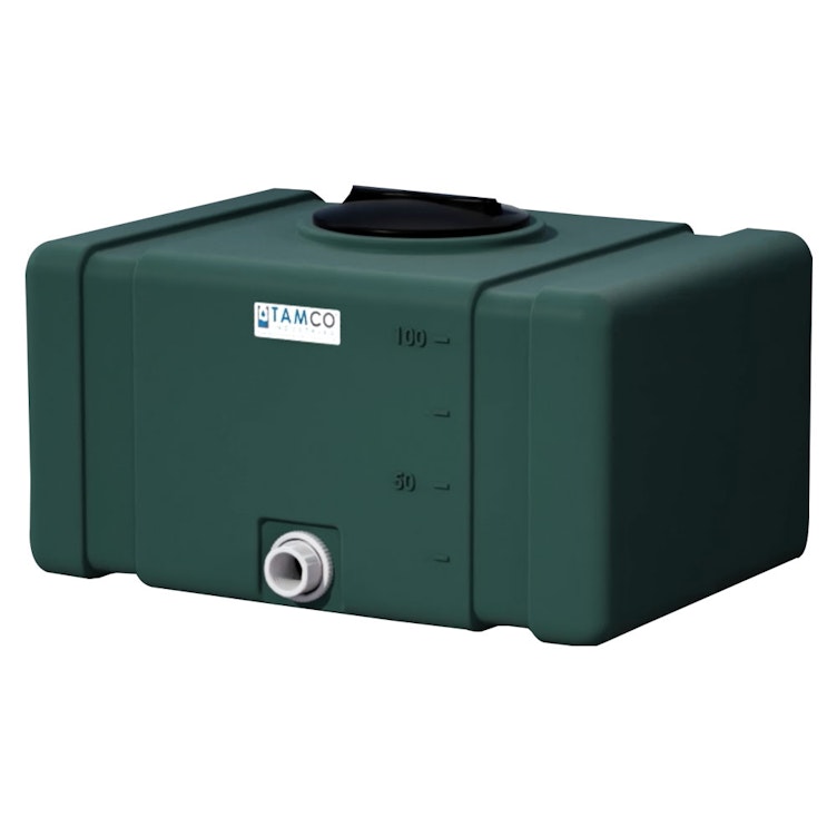 100 Gallon Forest Green Tamco® Bulk Utility Tank with 12" Gasketed Lid & 2" FNPT Bulkhead Fitting - 42-1/2" L x 30-1/2" W x 26-1/4" Hgt.